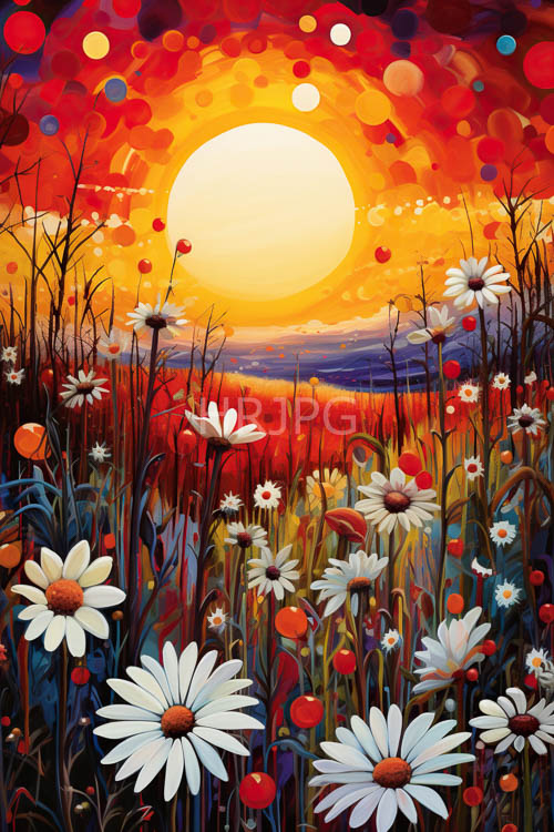 sunset fields of crimson and scarlet amidst majestic black trunks