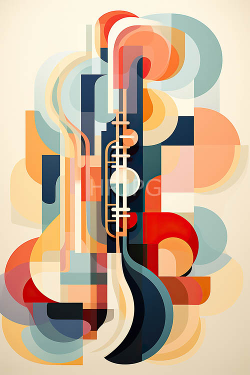 geometric shapes overlap in tapestry of intersecting reds and blues
