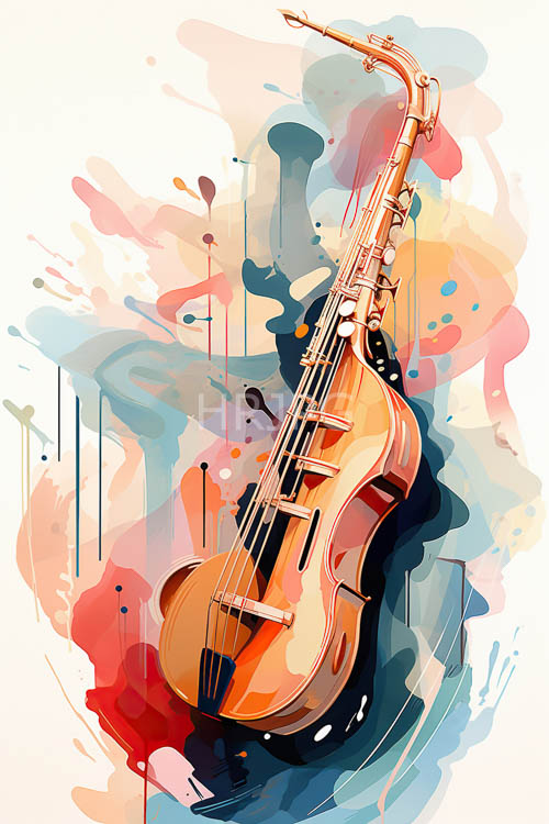 upright violin with textured wood grain and delicate patterns