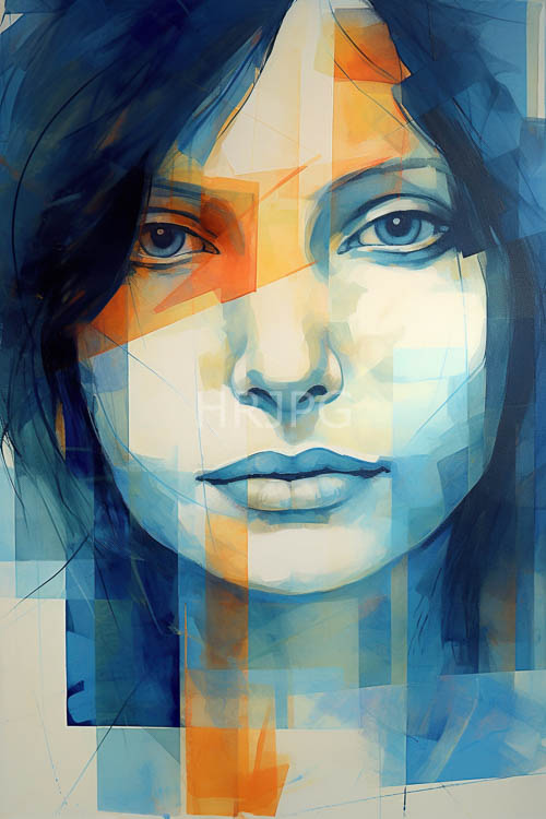 High Resolution: Geometric Patterns Highlight Young Womans Face in Emotive Composition download. | HRJPG.com