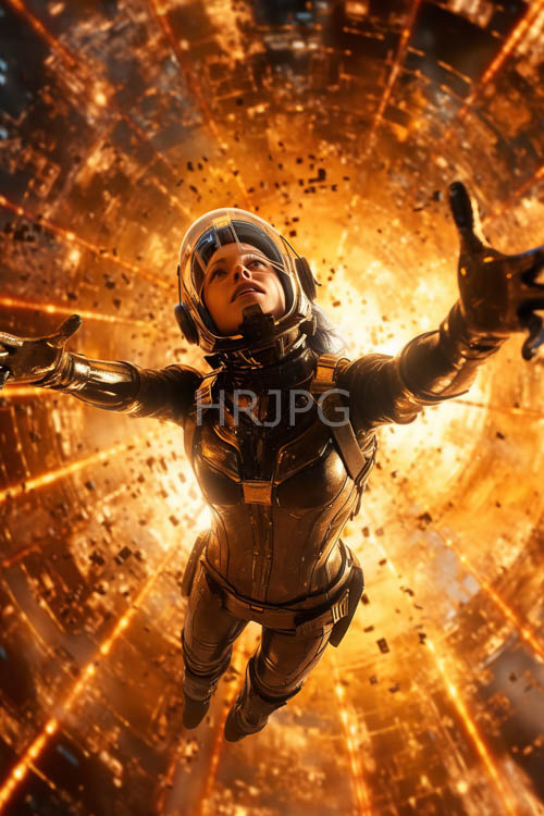 High Resolution: OrangeYellow Hues Erupt Amidst Fiery Light Rays and Swirling Particles on Space Debris download. | HRJPG.com