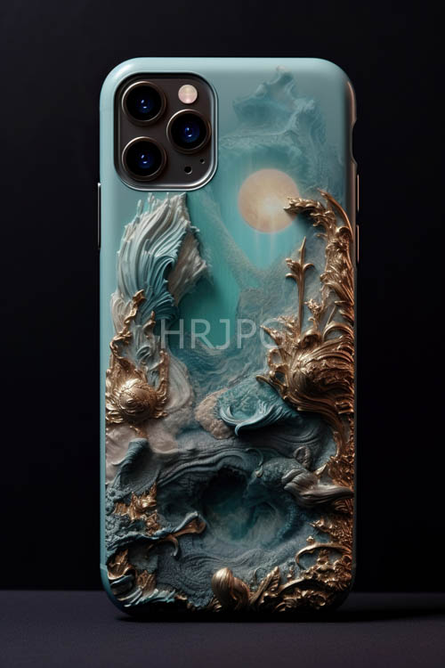 High Resolution: Marbled Textures and Oceanic Patterns Unfold on Smartphone Case Design download. | HRJPG.com