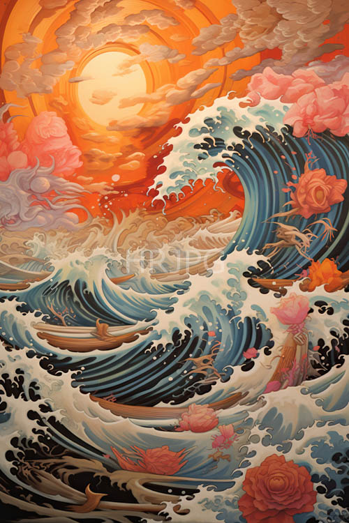 turquoise depths plunge into blue abysses waves undulating like liquid silk on rugged shore