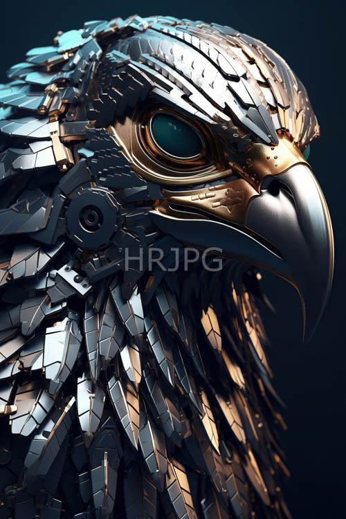 eagles feathered silhouette against ebony background with metallic accents