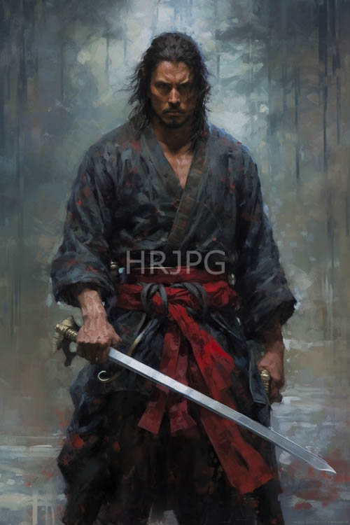 High Resolution: Misty Background Shapes GreyishBlue Hue Rugged Muscular Mans Kimono Clashed download. | HRJPG.com