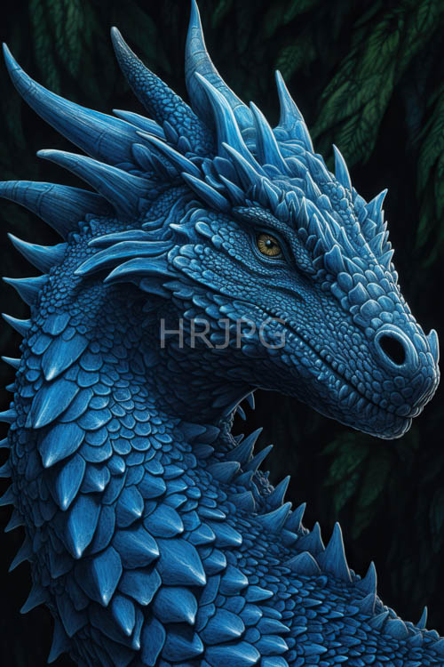 cobalt dragon scales contrast against surrounding green plants