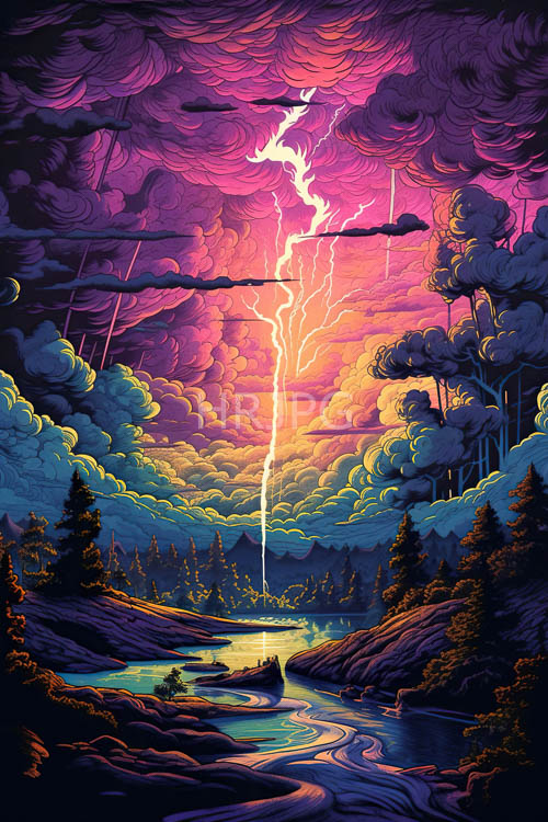 stormy skies unfold across horizon with swirling purple and pink cloud formations