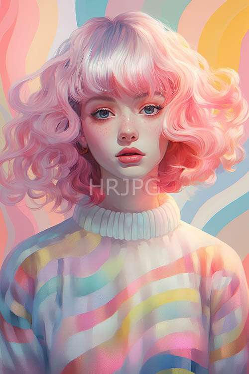 androgynous youth framed by wavy hues in softly lit setting