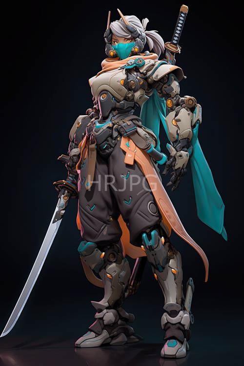 High Resolution: Warriors Armor Glistens Against Dark Backdrop and Teal Cape download. | HRJPG.com