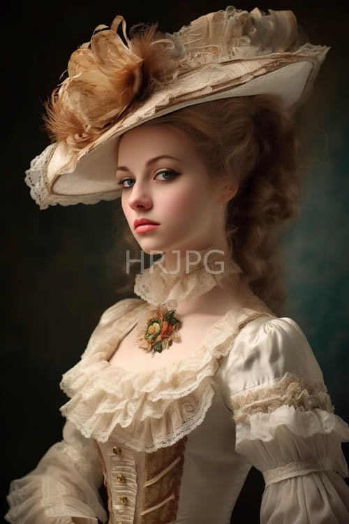 porcelain skin glows in diffused light amidst intricate lace and layered ruffles