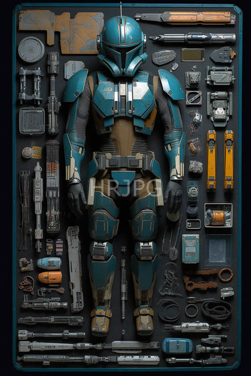 jadetoned armor with teal accents shines against inky blackness with metallic accents