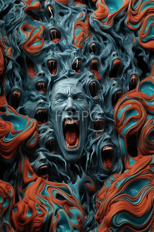 multiheaded creature unleashes primal fury from the depths of a decaying laboratory