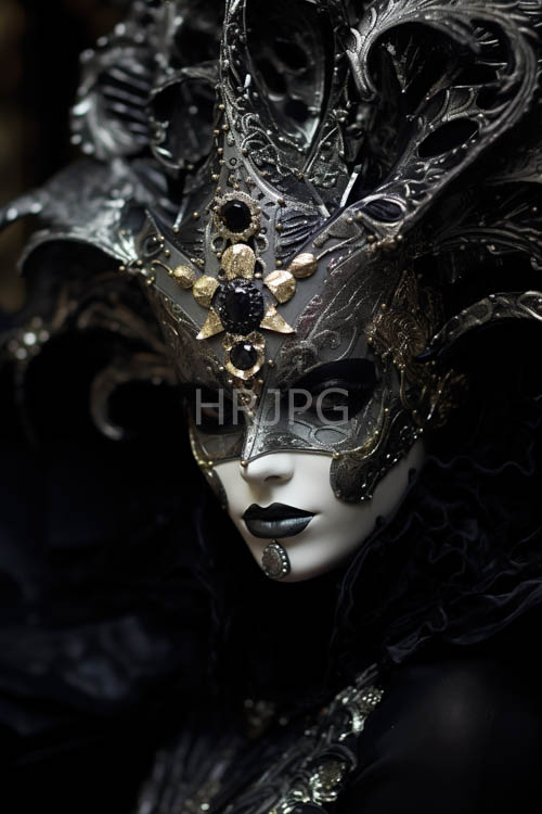 venetian masks shine with soft glows on pale skin
