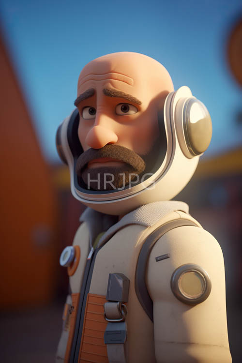 seasoned astronauts rugged face contrasts with urban backdrops intricate textures