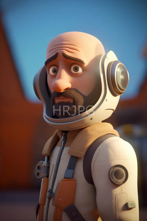 astronauts concerned face amidst unforgiving orangebrown hues of blurred background