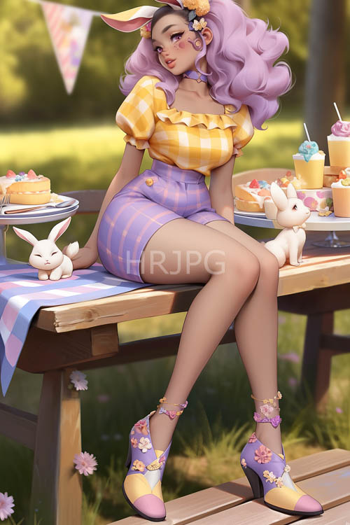 lavender locks entwined with fuzzy pastel cakes in the gardens lush canopy of green