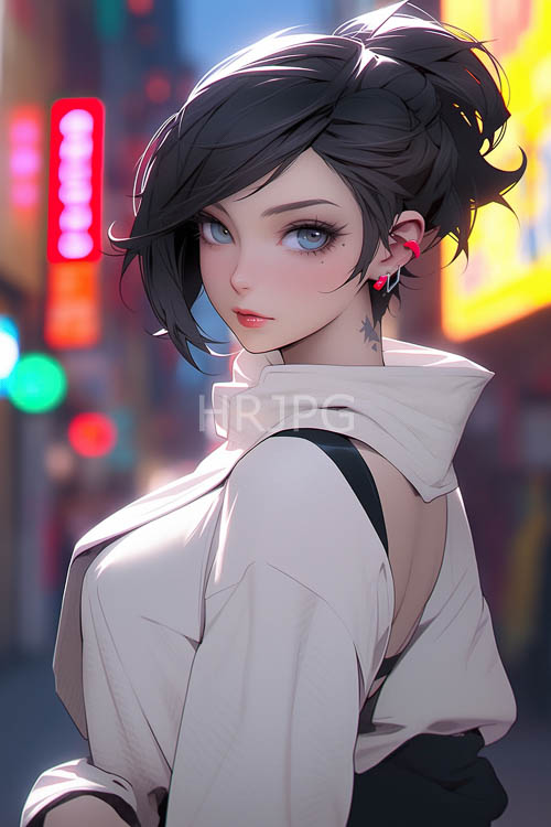 skyscrapers kaleidoscopic reflections in neonlit urban jungle sprawls with a young womans gaze