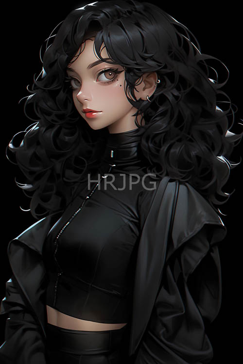 moody of a young woman amidst inky blackness with tangled black hair
