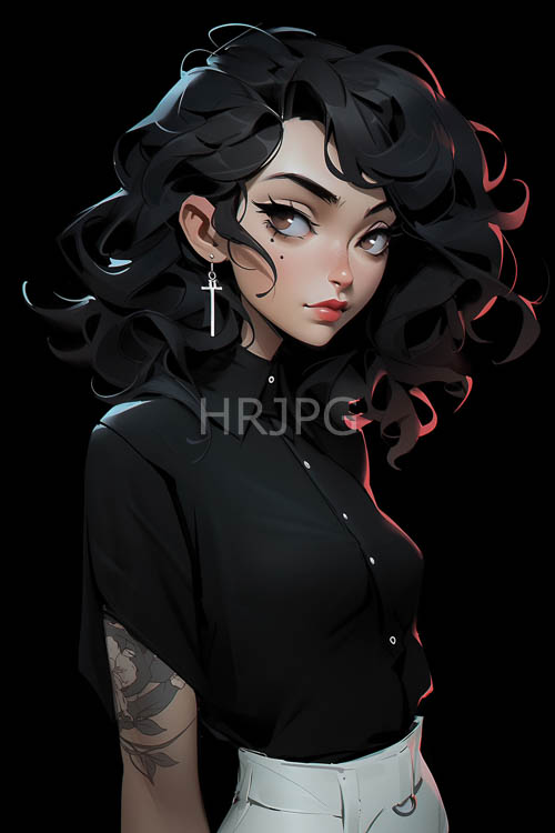 animestyle woman illuminated by dazzling light orbs in mysterious nighttime setting