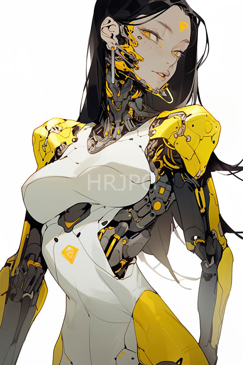 cybernetic woman wears delicate mesh of silver filaments on her face and shoulders in a cyberpunk city