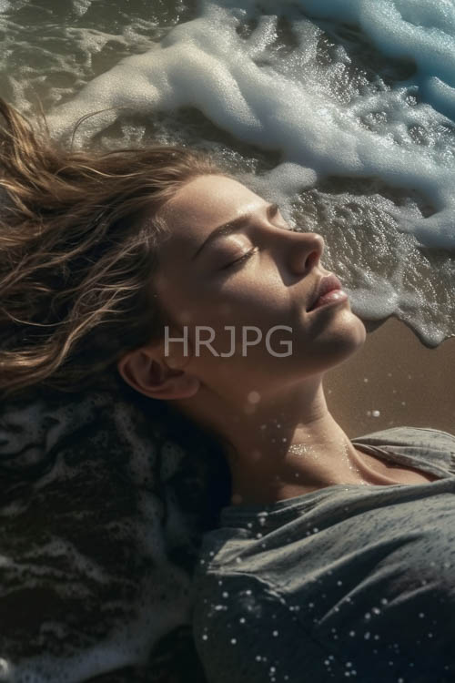 oceans gentle caress on beachs weathered shoreline with light brown locks