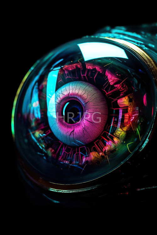 glass orb rotates against inky black backdrop reflecting kaleidoscope of colors