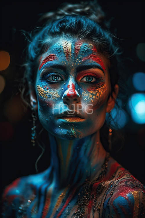 tribal patterns erupt on a mosaic of focused intensity in a blurred light environment