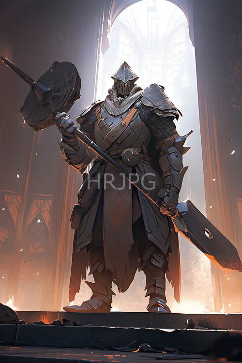 medieval warrior stands imposingly amidst gothic castles ornate stone architecture and intricate steel armor