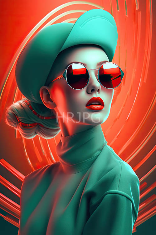 High Resolution: Neon OrangeRed Spiral Patterns Dancing Around Androgynous Figures Teal Attire Ensemble download. | HRJPG.com