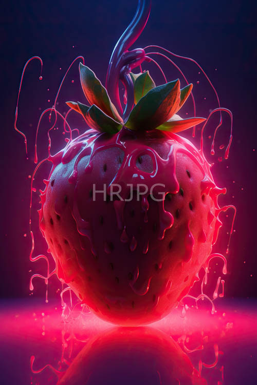 oversized glowing strawberry forms swirl with intricate patterns in mysterious purple hues
