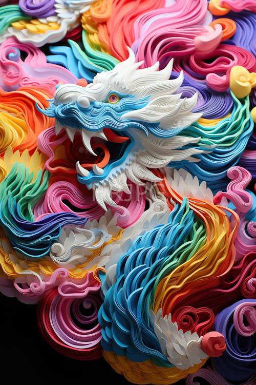 fiery orange and deep purple tones swirl across dragons neck in mesmerizing dance