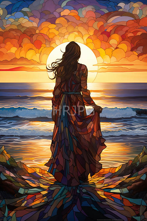 oceanic granite shoreline eroded by relentless tidal patterns and weathered boulders against sunset