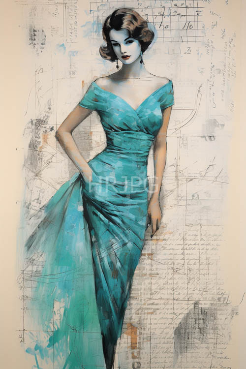 morning light illuminates delicate features of a woman in a turquoise gown on a dappled marble floor