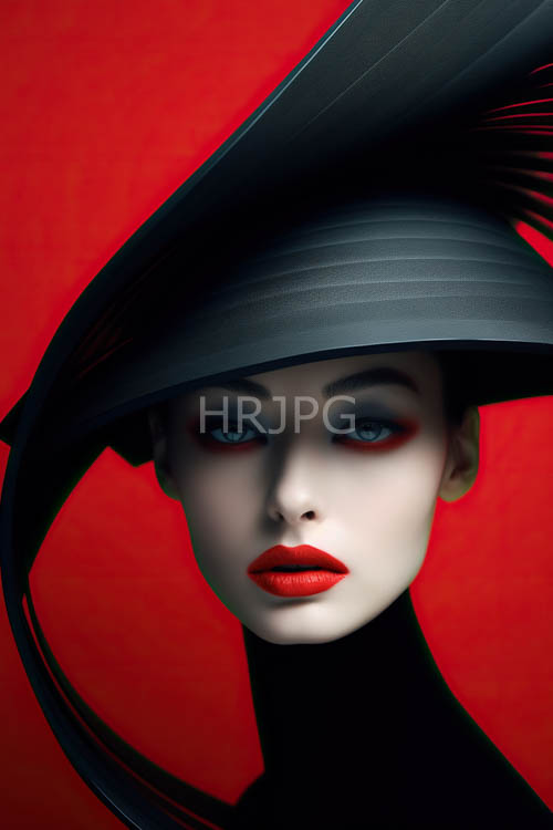 High Resolution: Studio lights cast pale complexions against crimson backdrops download. | HRJPG.com