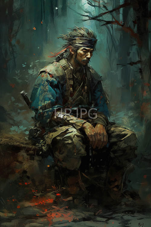 gnarled trees overhead a faded tribal headband in a forest setting