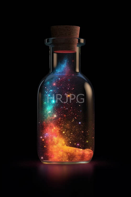 High Resolution: Cosmic Container Nebulalike Particles Dancing Within Transparent Glass Formations download. | HRJPG.com