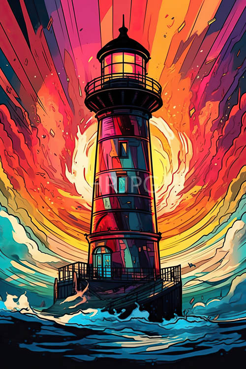 fiery sky clouds bleed into deepening blues over rugged turquoise waves