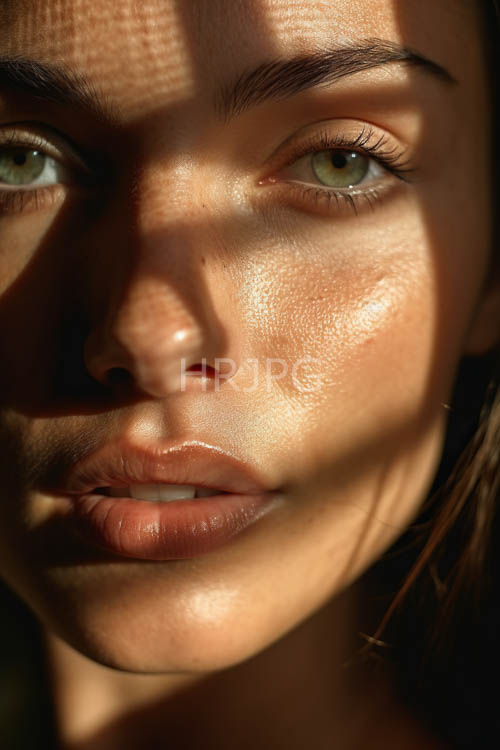sunlight dances across intricate patterns of light and shadow on light brown skin