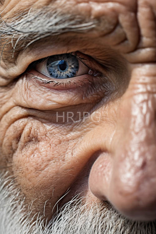 elderly mans weathered face frames a life of experience in the fading light of day