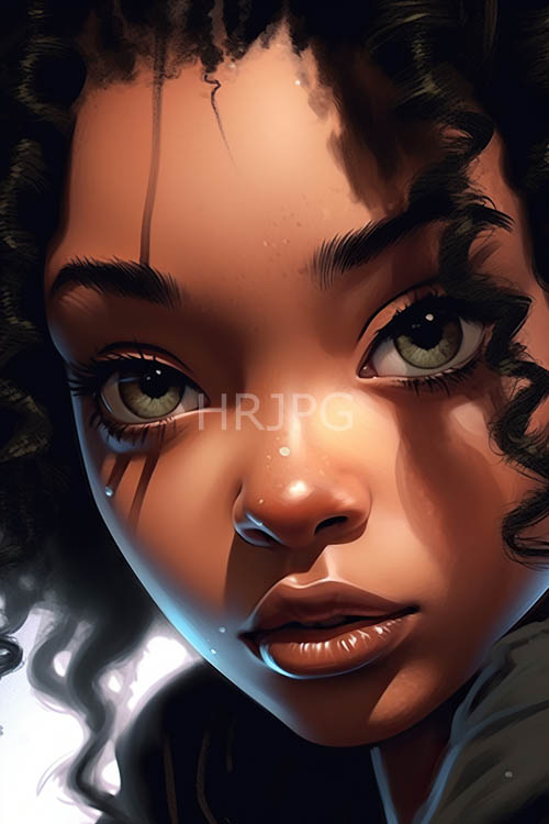 morning dew clings to radiant skin as luminous eyes sparkle with intelligence