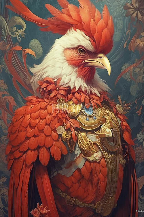phoenix feathers showcase crimson white tones and teal motifs