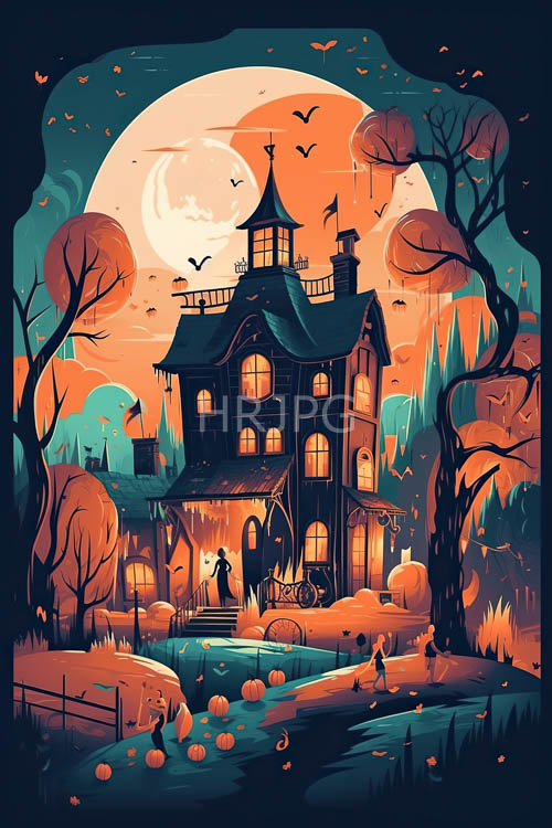 crumbled spires rise from ruins of forgotten era amidst gnarled branches and lanterns of desolation