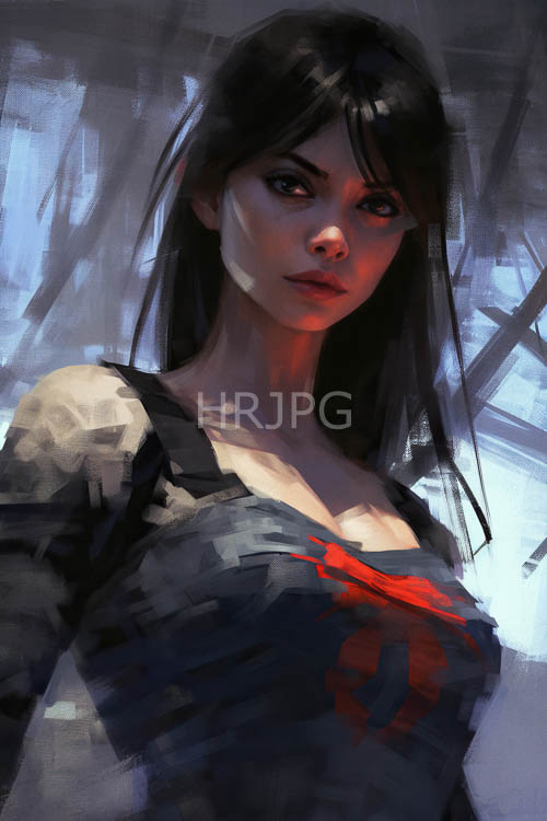 inky hair frames porcelain skin painted with delicate brushstrokes