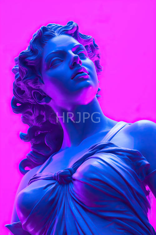 classical womans intricate form emerge from layers of intricately draped clothing in classical setting