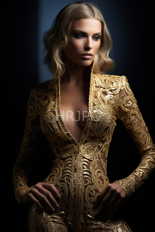 toned physiques feature intricate line embroidery in dark studios