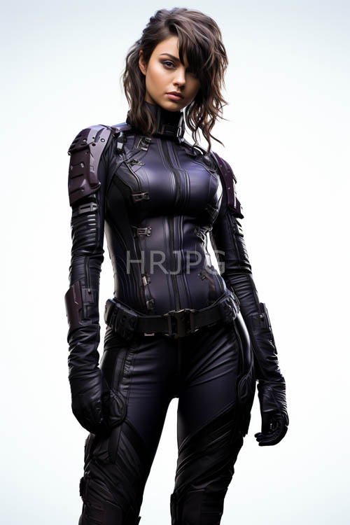 superhero scarlett johanssons formfitting black leather suit shines with metallic accents