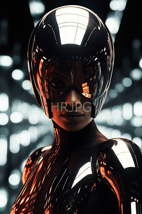 african womans physique accentuated by sharp lines and sleek curves in latex suit