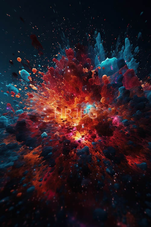 fiery cosmic explosions unfurl across inky blackness of space