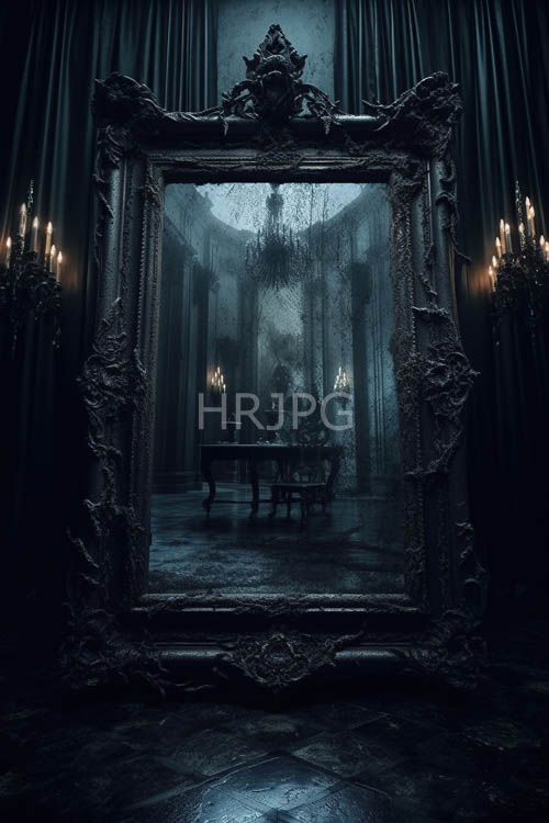 faded velvet drapes shroud ornate chamber with centuries of dust accumulation