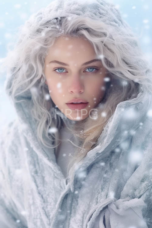 winter landscapes frame female figures in frosty morning air